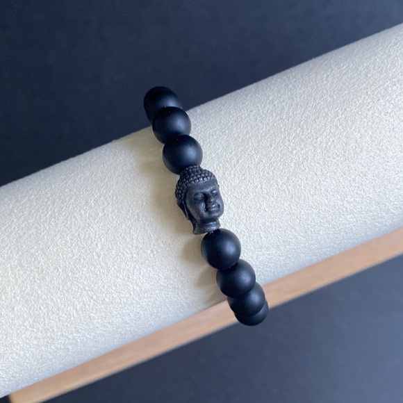 Matte Black Onyx Buddha Bracelet - Picture 1 of 4